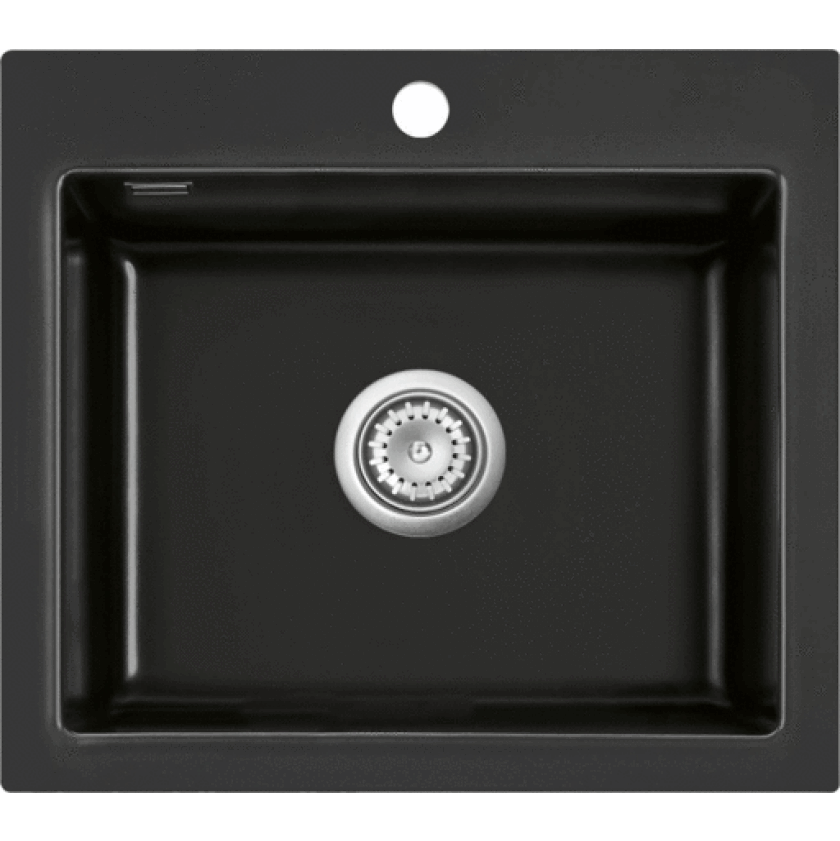 Mera 57 kjøkkenvask i keramikk, matt svart, med kromavløp