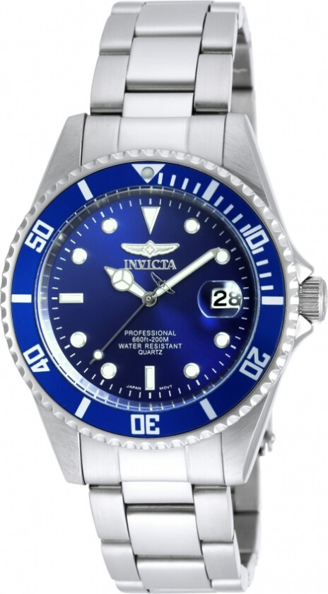 200m Pro Diver 37mm 9204OB - Kvarts - Sølv - Unisex - Rustfritt stål - ledd m/pin - Mineral