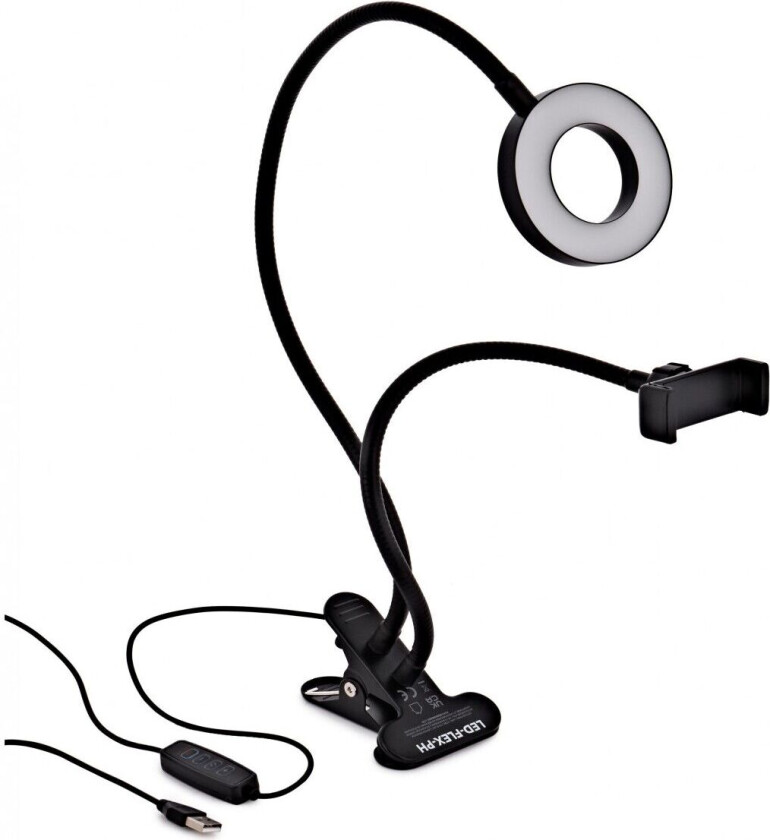 Gear4Music Fleksibel 3" LED-Ringlys med Telefonholder fra Gear4music