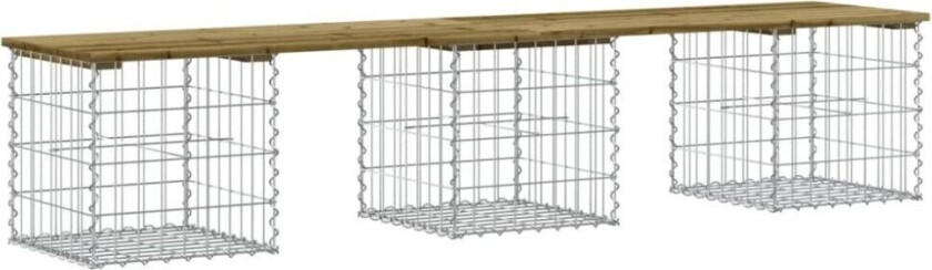 Hagebenk gabiondesign 203x44x42 cm impregnert furu