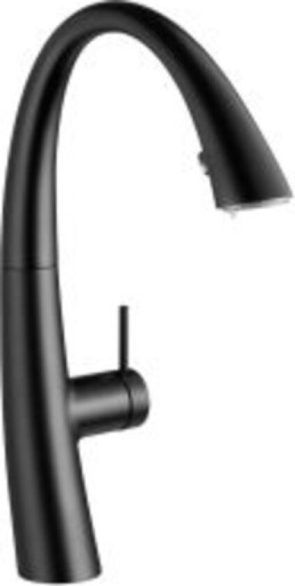 KWC ZOE kjøkkenbatteri i matt sort med uttrekkbar slange og lys