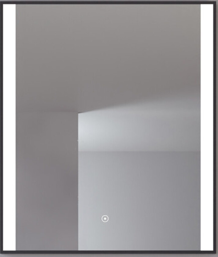 Libra speil med lys, dimbar, touch, 60x70 cm, sort