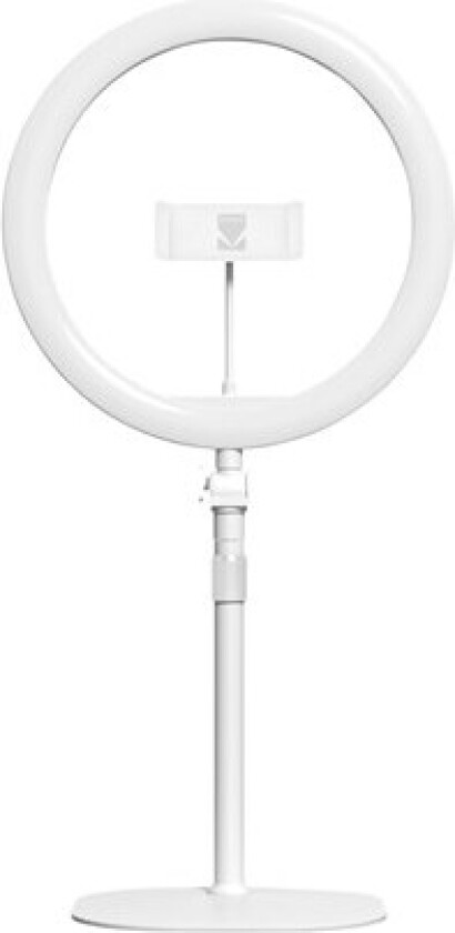 LED Ring Light Bord Stativ med Kameraholder & Mobilholder - Hvit