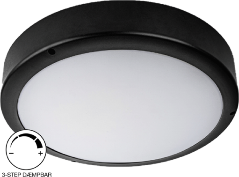 Green-ID Pragmalux VENUS G2 plafond 8-18W, Ø300 mm, trinndimmer, svart