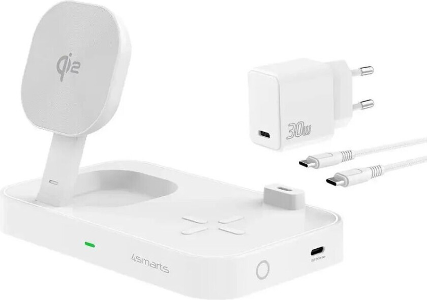 4smarts Qi2 Trådløs Lader 15W - MagSafe Kompatibel - Hvit