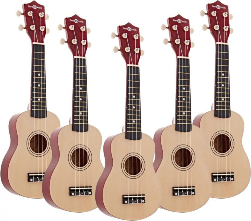 Gear4Music Ukulele fra Gear4Music Natural 5-Pakning