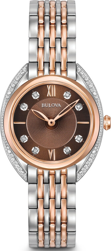 Classic Diamond Ladies 98R230 - Kvarts - Rosegull Sølv - Dameklokker - Rustfritt stål - ledd m/pin - Safir