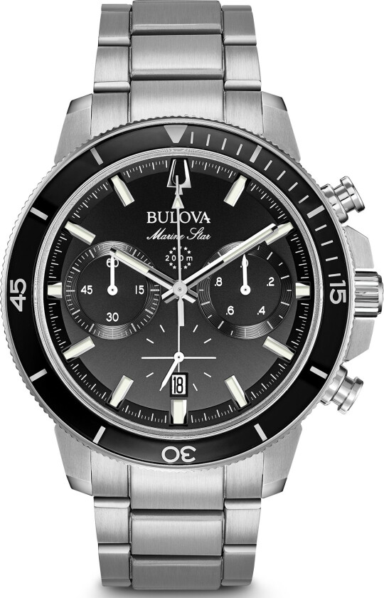 Marine Star Chronograph Men's 96B272 - Kvarts - Sølv - Herreklokker - Rustfritt stål - ledd m/pin - Mineral