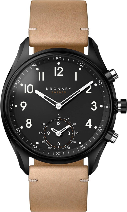 Apex S0730/1 - - Sort - Herreklokker - Skinn - Safir