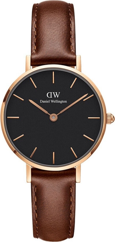 Classic Petite 28mm St Mawes Black Rose Gold DW00100225 - Kvarts - Rosegull - Dameklokker - Skinn - Mineral