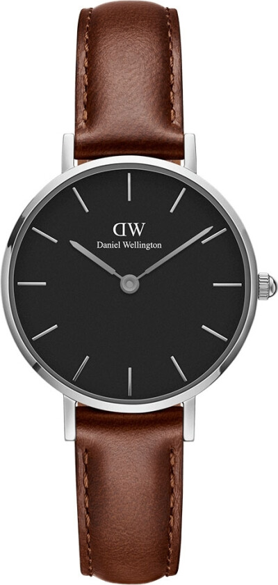 Daniel Wellington Classic Petite 28mm St Mawes Black Silver DW00100237 - Kvarts - Sølv - Dameklokker - Skinn - Mineral
