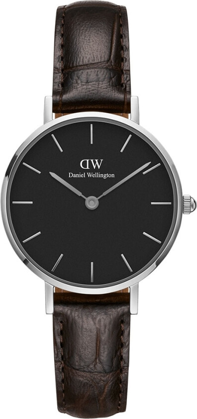 Classic Petite 28mm York Black Silver DW00100238 - Kvarts - Sølv - Dameklokker - Skinn - Mineral