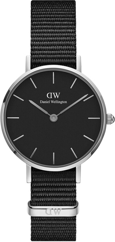 Petite 28mm Cornwall Black Silver DW00100248 - Kvarts - Sølv - Dameklokker - Stoff - Mineral