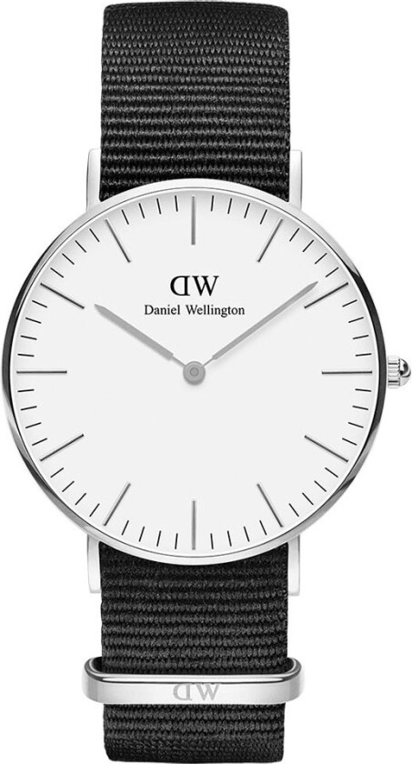 Classic Black Cornwal Silver 36mm DW00100260 - Kvarts - Sølv - Unisex - Stoff - Mineral