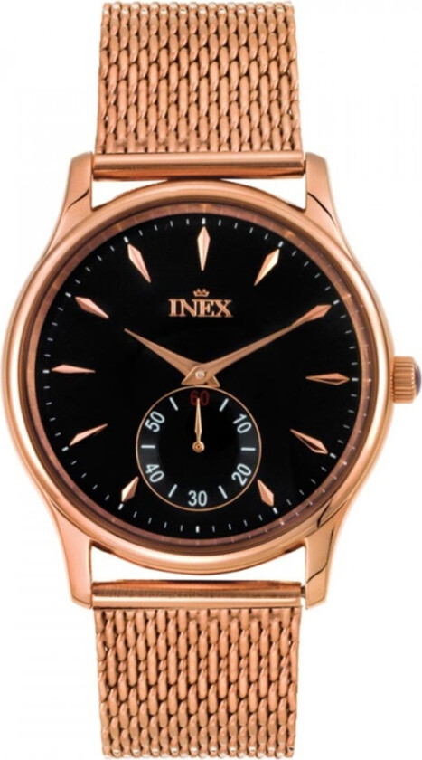 Inex Mens Rose Gold/Black A69487-1D5I - Kvarts - Rosegull - Herreklokker - Meshlenke - Mineral