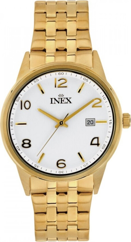 Inex Mens Gold/White A12149D0I - Kvarts - Gull - Herreklokker - Rustfritt stål - ledd m/pin - Mineral