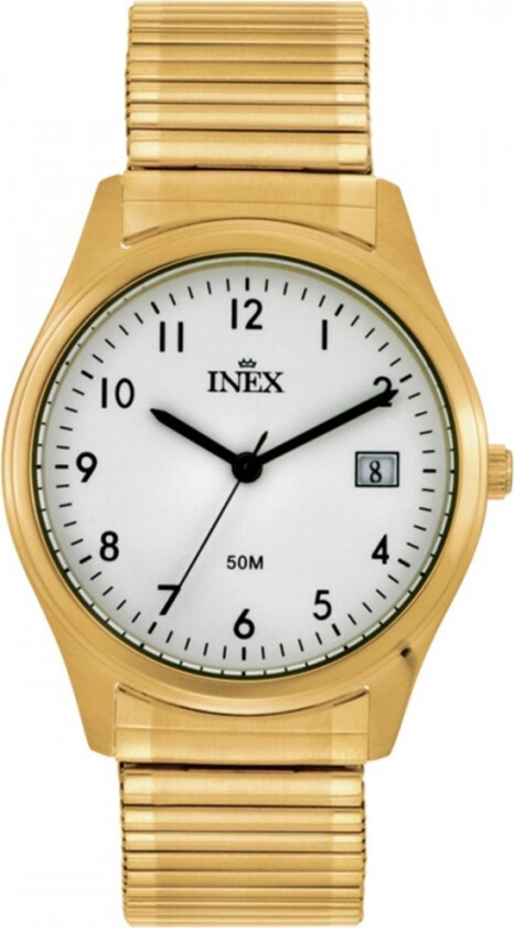 Inex Mens Gold/White A69494-1D0A - Kvarts - Gull - Herreklokker - Rustfritt stål - Mineral