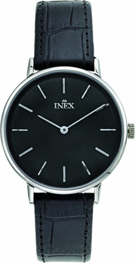 Inex Mens Silver/Black A69502S5I - Kvarts - Sølv - Herreklokker - Skinn - Mineral