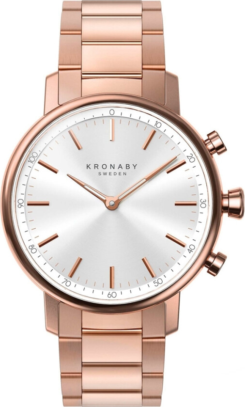 Carat 38mm S2446/1 - Kvarts - Rosegull - Dameklokker - Rustfritt stål - ledd m/pin - Safir