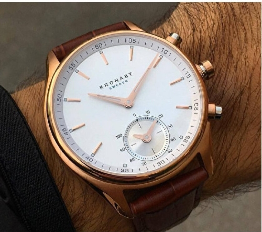 Sekel 43mm S2746/1 - Kvarts - Rosegull - Herreklokker - Skinn - Safir