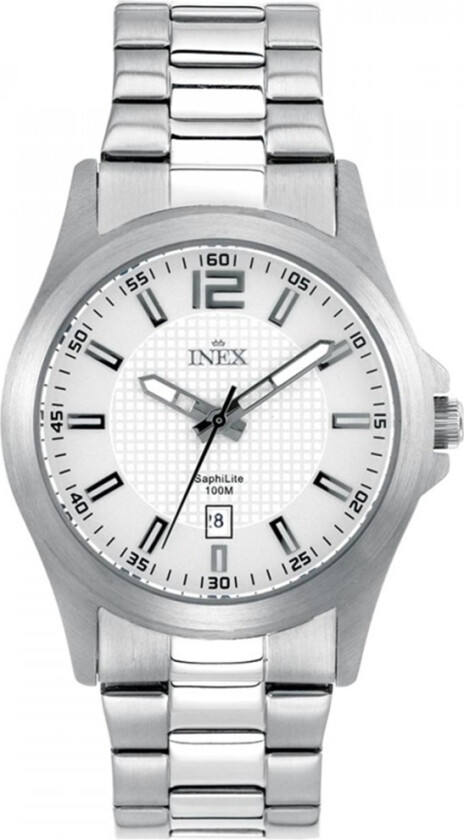 Inex Mens Silver/White A69426-1S0I - Kvarts - Sølv - Herreklokker - Rustfritt stål - ledd m/pin - Mineral
