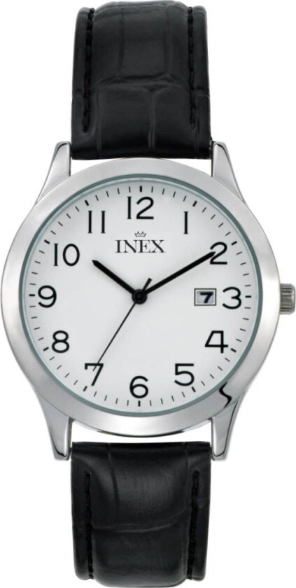Inex Mens Silver/White A12135S0A - Kvarts - Sølv - Herreklokker - Skinn - Mineral