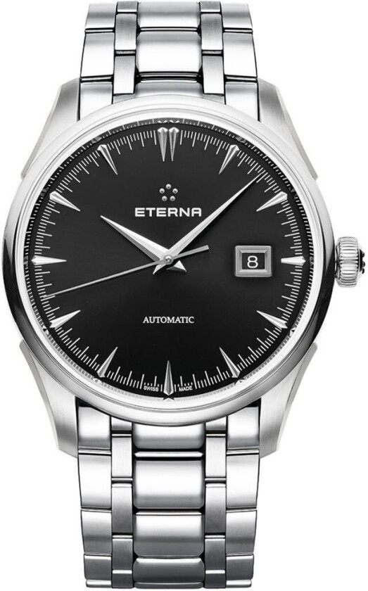 Eterna 1948 Legacy Date 2951.41.40.1700 - Automatisk - Sølv - Herreklokker - Rustfritt stål - ledd m/pin - Safir