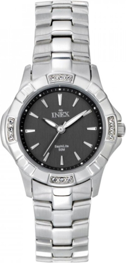 Inex Ladies Silver/Black A69428S5I - Kvarts - Sølv - Dameklokker - Rustfritt stål - ledd m/pin - Mineral