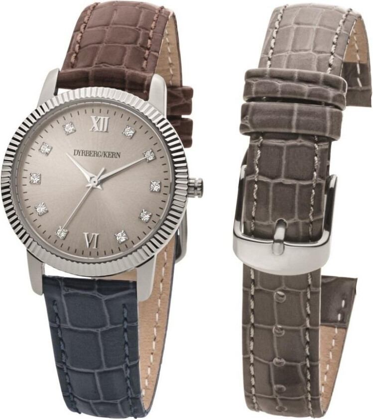 Dyrberg/Kern Legacy SL SS MIX 350220 - Kvarts - Sølv - Dameklokker - Skinn - Mineral