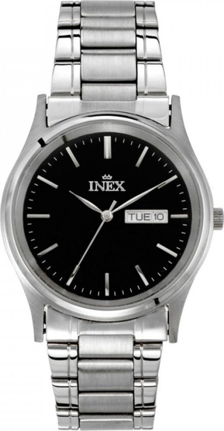 Inex Mens Silver/Black A12124S5I - Kvarts - Sølv - Herreklokker - Rustfritt stål - ledd m/pin - Mineral