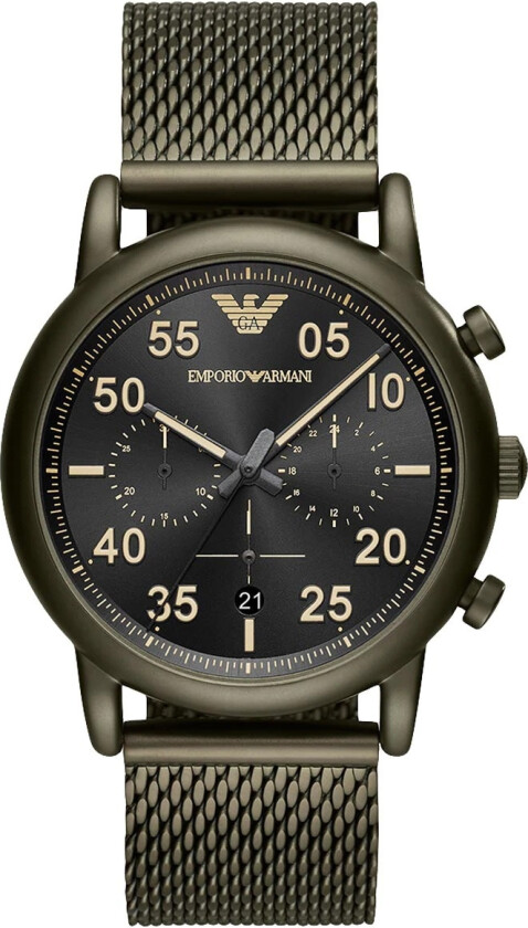 Emporio Armani AR11115 - Kvarts - Olvengrønn - Herreklokker - Rustfritt stål - ledd m/pin - Mineral