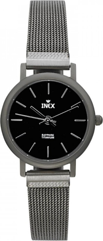 Inex Ladies Silver/Black A69198-1T5I - Kvarts - Sølv - Dameklokker - Meshlenke - Safir