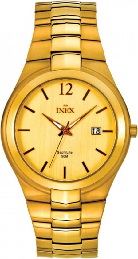 Inex Mens Gold/Gold A69439D7I - Kvarts - Gull - Herreklokker - Rustfritt stål - ledd m/pin - Mineral
