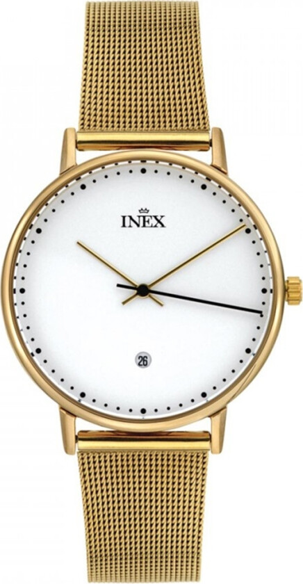 Inex Mens Gold/White A69468-2D4P - Kvarts - Gull - Herreklokker - Meshlenke - Mineral