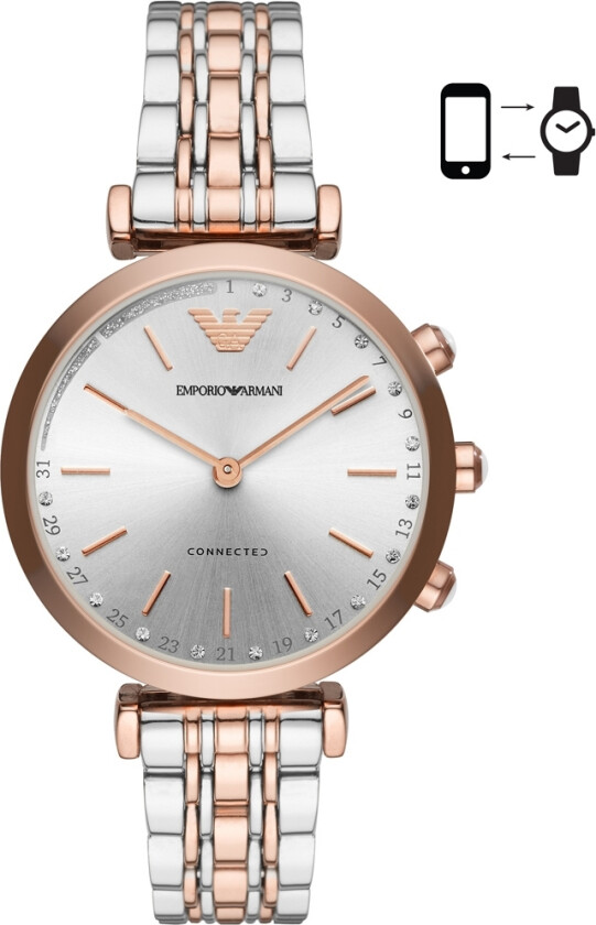 Emporio Armani Gianni T-Bar ART3019 - Kvarts - Rosegull - Dameklokker - Rustfritt stål - ledd m/pin - Mineral