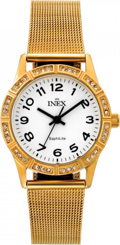Inex Ladies Gold/White A69431D0A - Kvarts - Gull - Dameklokker - Meshlenke - Mineral