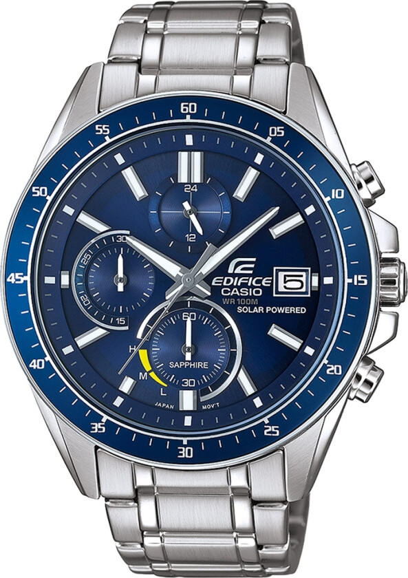 Edifice EFS-S510D-2AVUEF - Kvarts - Sølv - Herreklokker - Rustfritt stål - ledd m/pin - Safir