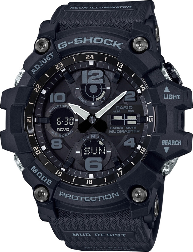 Utrolige og uforglemmelige funksjoner - Casio G-Shock Mud Master GWG-100-1AER - Anadigi - Sort - Herreklokker - Resinledd - Mineral