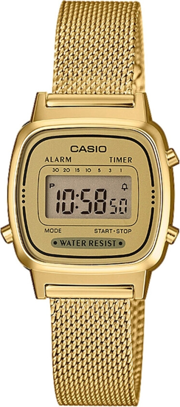 Classic LA670WEMY-9EF - Digital - Gull - Dameklokker - Meshlenke - Akryl