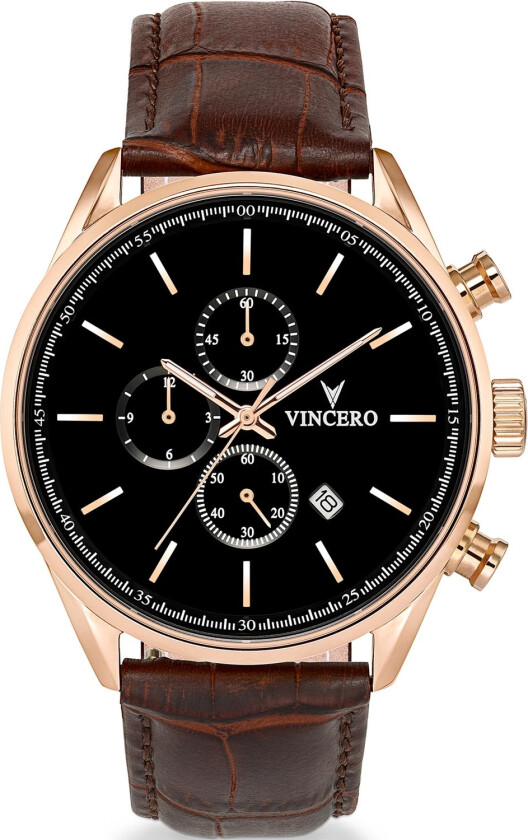 Verden er din med - Vincero Chrono S Rose Gold Gol-Bro-S06 - Kvarts - Rosegull - Herreklokker - Skinn - Safirbelagt mineralglas
