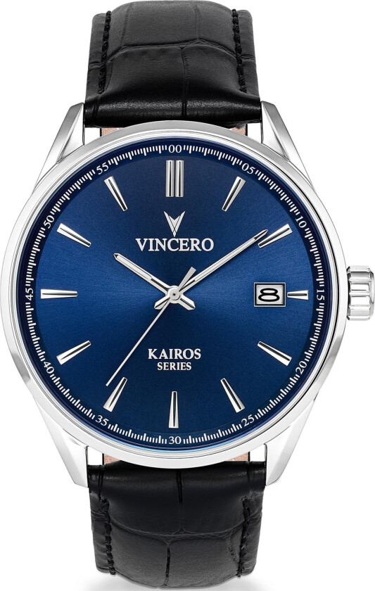 Kairos Blue/Black Blu-Bla-K04 - Kvarts - Sort - Herreklokker - Skinn - Safirbelagt mineralglas