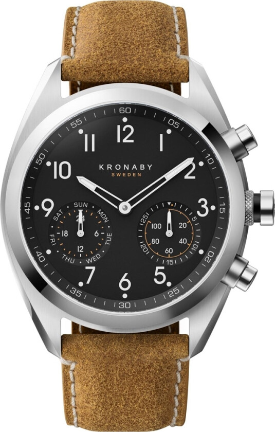 Apex 43mm S3112/1 - Kvarts - Sølv - Herreklokker - Skinn - Safirbelagt mineralglas