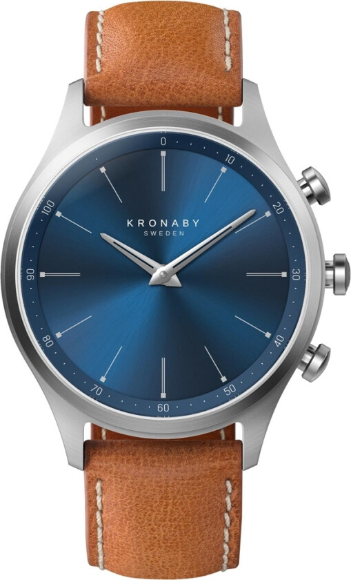 Sekel 41mm S3124/1 - Kvarts - Sølv - Herreklokker - Skinn - Safirbelagt mineralglas