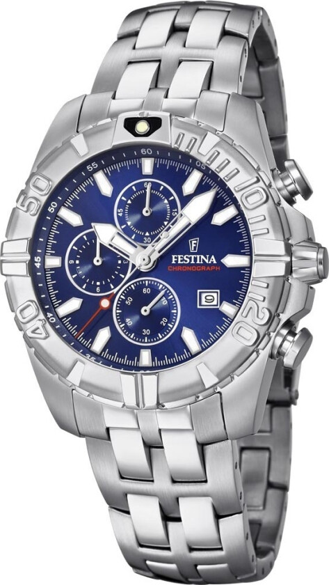Chronograph F20355/2 - Kvarts - Sølv - Herreklokker - Rustfritt stål - ledd m/pin - Mineral