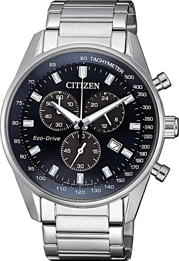 Eco-Drive AT2390-82L - Kvarts - Sølv - Herreklokker - Rustfritt stål - ledd m/pin - Mineral