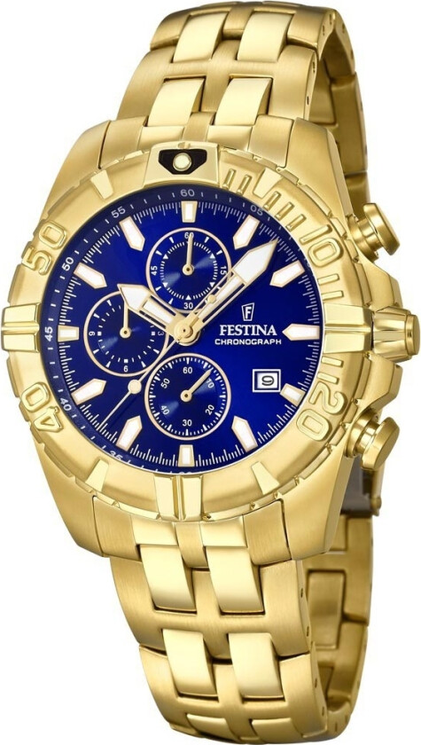 Chronograph F20356/3 - Kvarts - Gull - Herreklokker - Rustfritt stål - ledd m/pin - Mineral