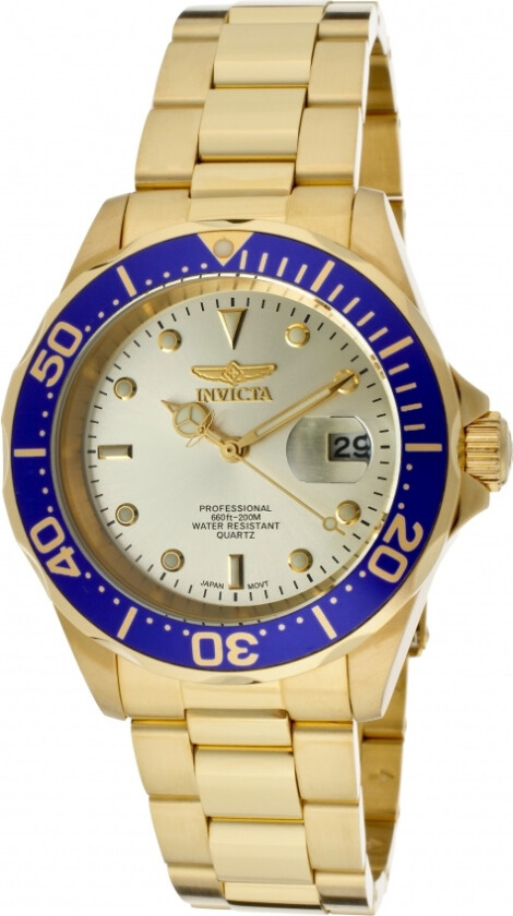 Pro Diver 14124 - Kvarts - Gull - Herreklokker - Rustfritt stål - ledd m/pin - Mineral