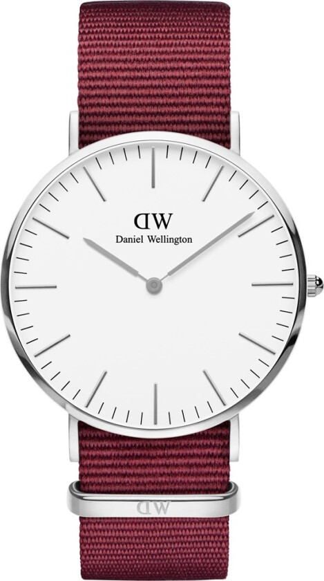 Classic Roselyn Silver 40 MM DW00100268 - Kvarts - Sølv - Dameklokker - Stoff - Mineral