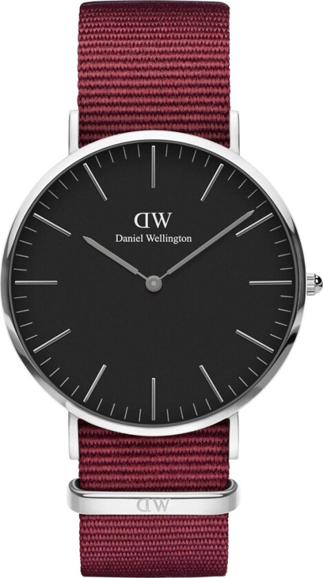 Classic Black Roselyn Black 40 MM DW00100270 - Kvarts - Sølv - Dameklokker - Stoff - Mineral