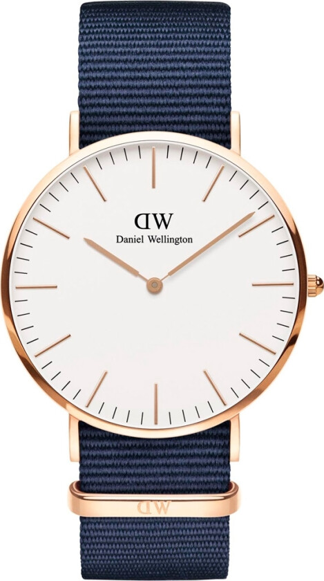 Classic Bayswater Rose Gold 40 MM DW00100275 - Kvarts - Rosegull - Unisex - Stoff - Mineral